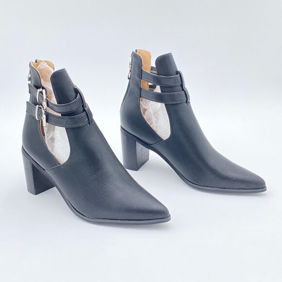 Black Ankle Boots with Buckle Detail - Picture 1 of 6